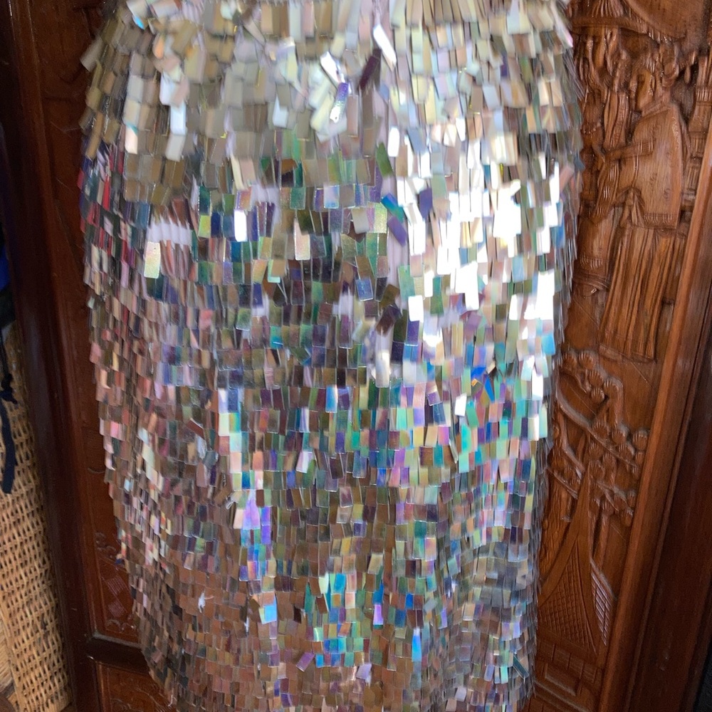 French Connection Gold Rectangle Sequin Slirt - image 6